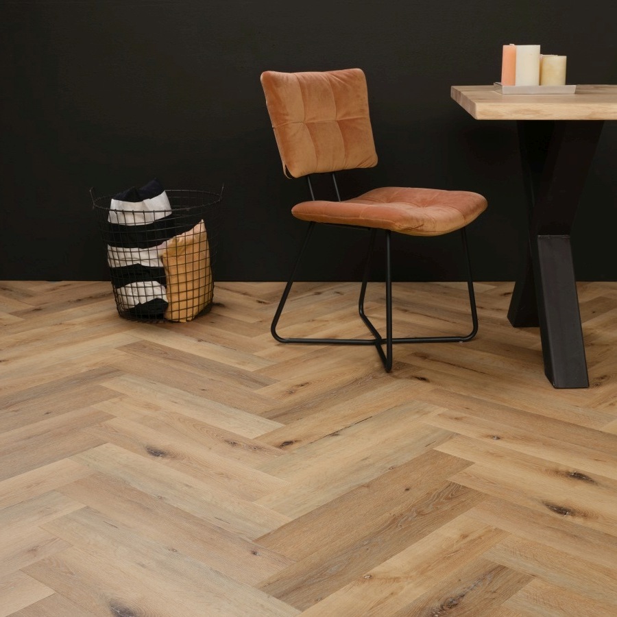 Lichtbruine noesten visgraat PVC-vloer Lichtbruine noesten visgraat PVC-vloer