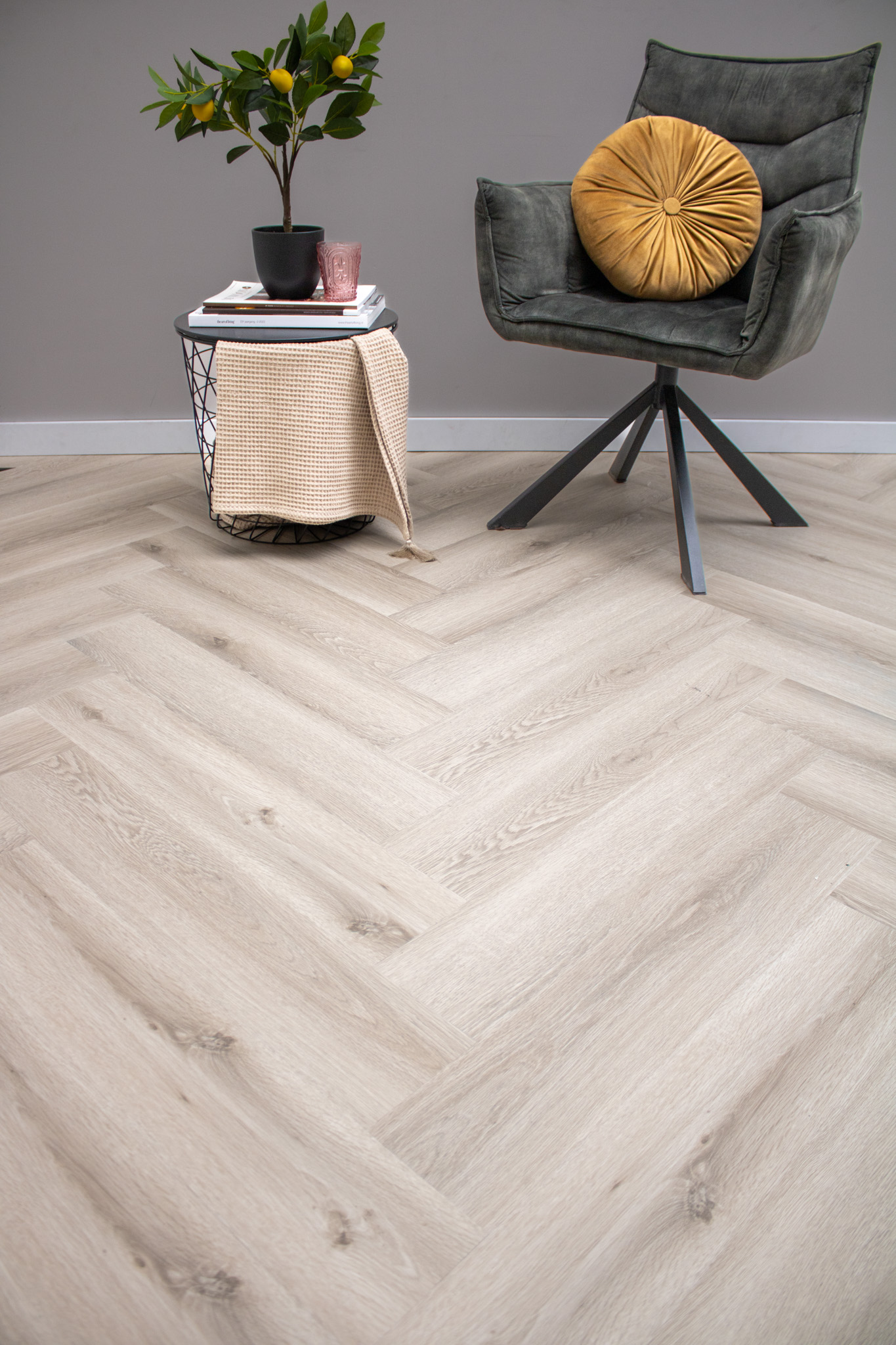 Koel bruin eiken visgraat plak-PVC Koel bruin eiken visgraat plak-PVC