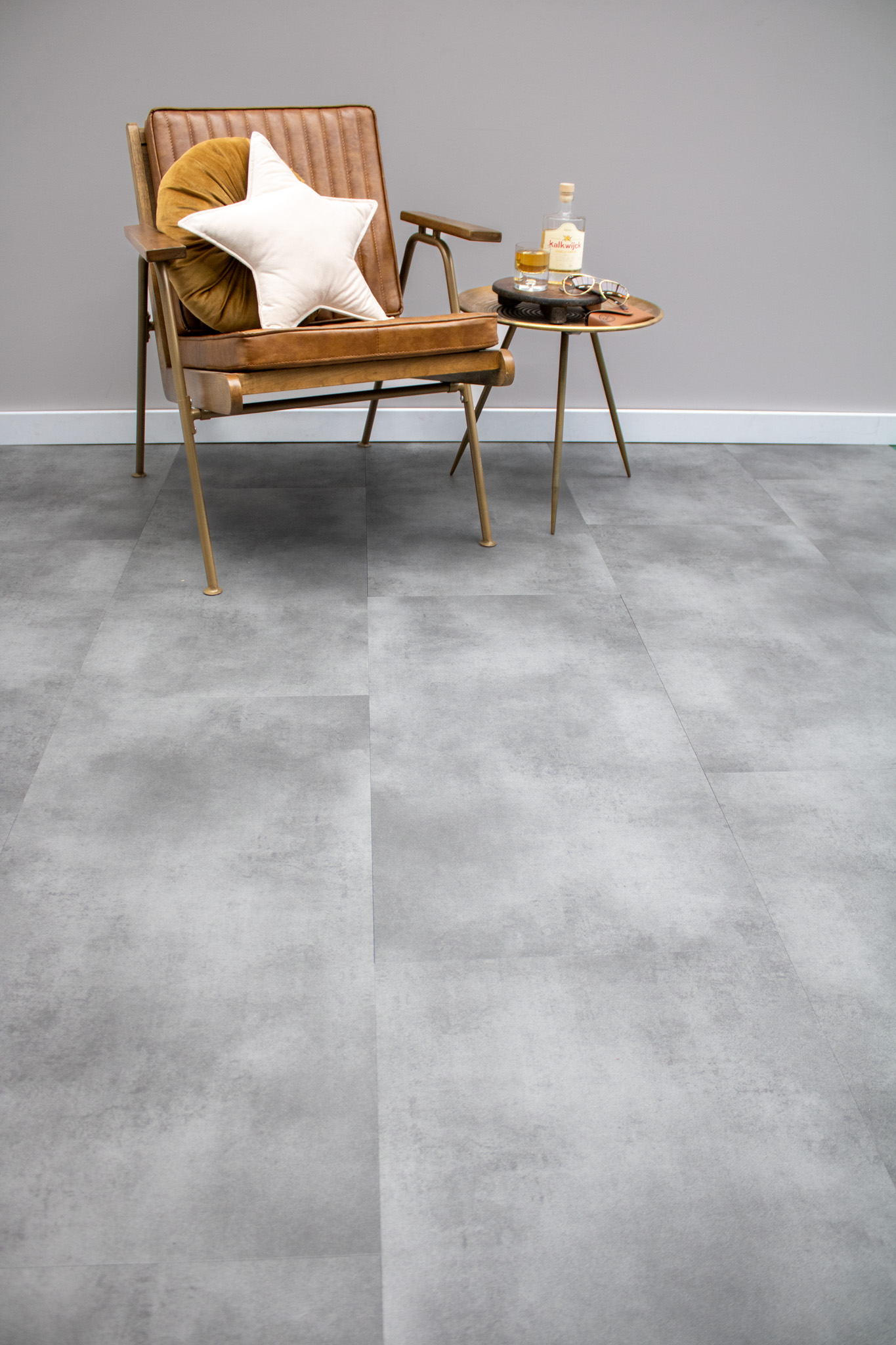 Steengrijs plak-PVC tegel Steengrijs plak-PVC tegel