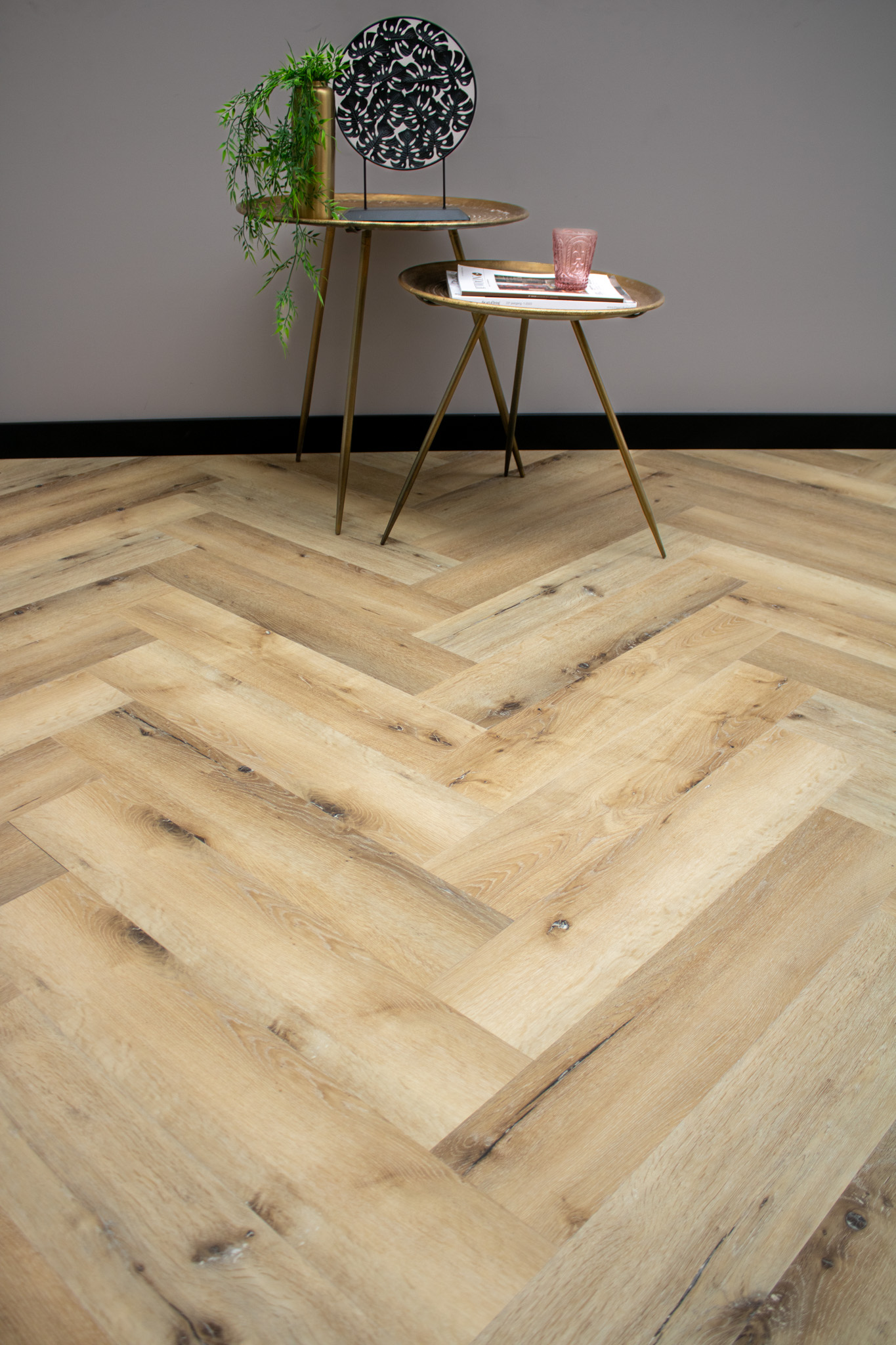 Vergeeld eiken visgraat plak-PVC Vergeeld eiken visgraat plak-PVC